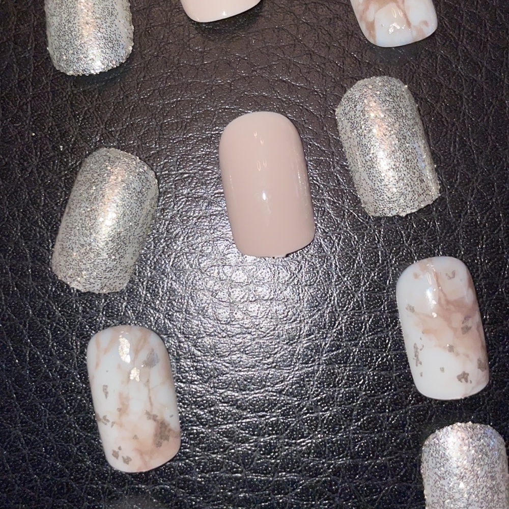 Halloween costume nude glitter marble press on AS SHOWN & NO GLUE chic cute work - Picture 3 of 3